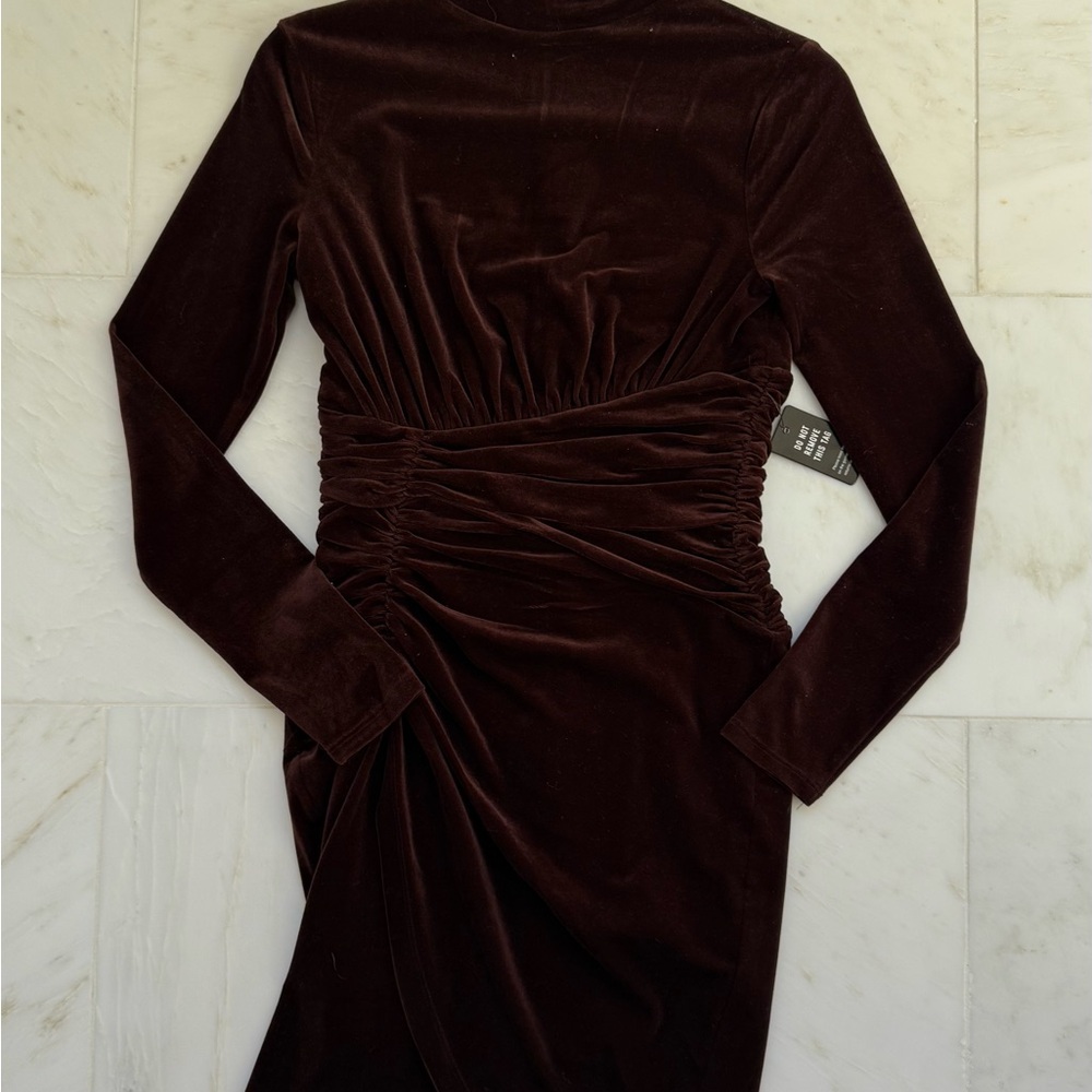 Express Red Bodycon Midi Dress Mock Neck Long Sleeve Cocktail